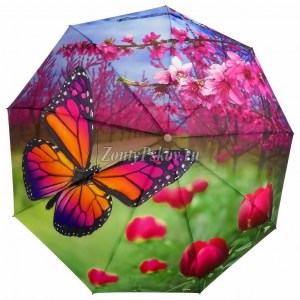 Зонтик женский с бабочкой, River, автомат, арт.6105-1